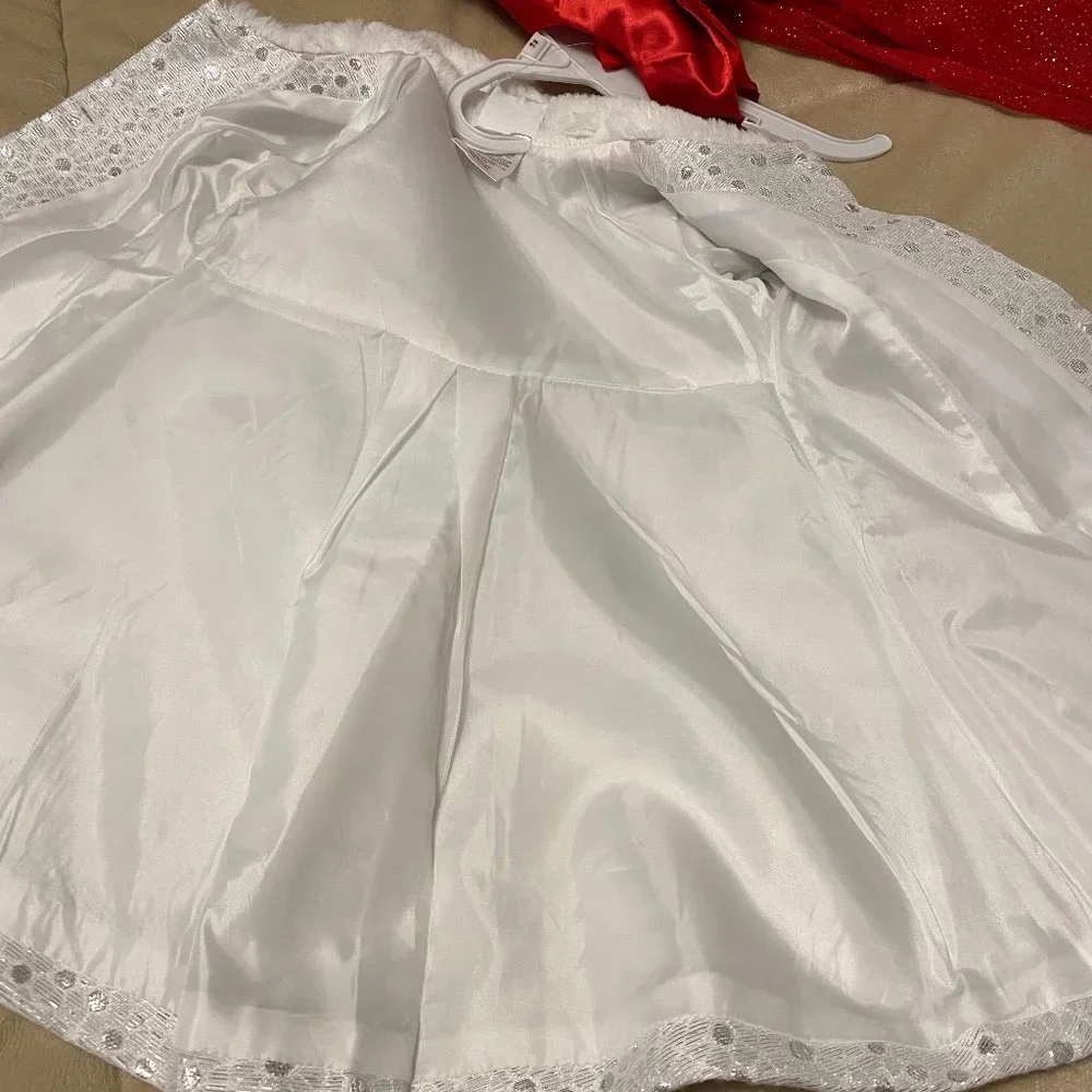 Nannette Baby Girl 2pc. White Sparkly Coat/Red Dress - Picture 13 of 15
